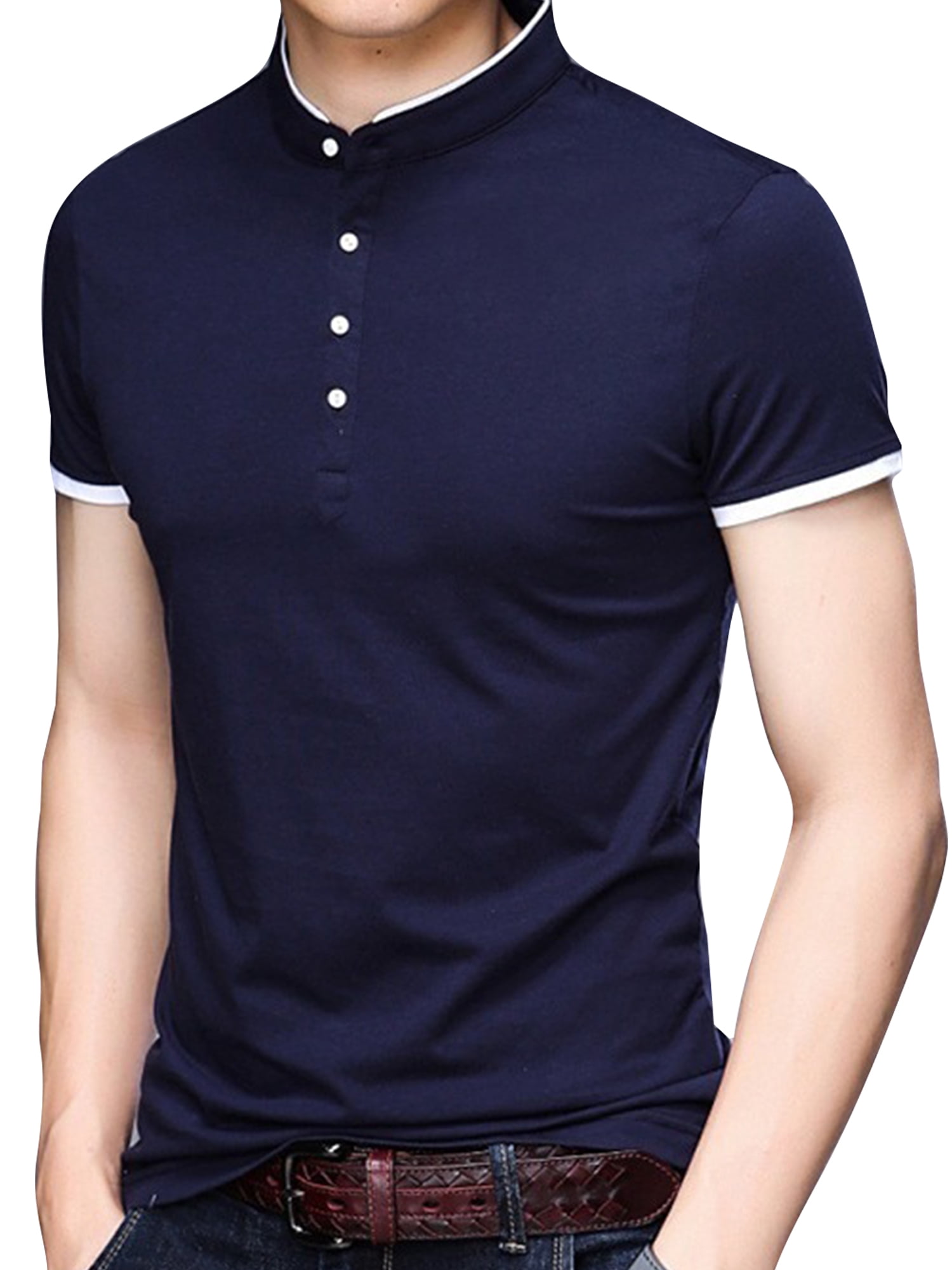 Bellella Mens Crew Neck Polo Shirt 