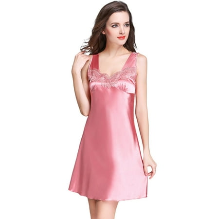 

Sunsent Women s Sleeveless Nightdress V-Neck Lace Trim Sleepwear Nightshirt Comfy Sleep Dress