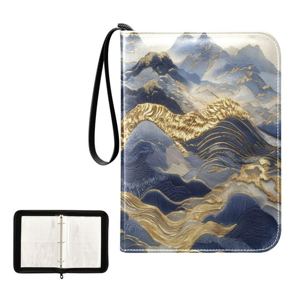 400 Pockets Trading Cards Album,Card Binder 4-Pocket, Cards Collector Album Holder Fits 400 cards with 50 removable sheets Flowing Liquid Gold