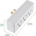thumbnail image 4 of 3-Outlet Grounded Wall Tap Extender 2 PacK 3-Prong Power Splitter Adapter UL Listed Multiple Plug Outlet for Home Office School Dorm White (SPS1630W/37), 4 of 6