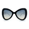thumbnail image 4 of Womens Large Mod Thick Plastic Bow Tie Butterfly Chic Fashion Sunglasses Black White - Blue Beige, 4 of 8