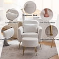 thumbnail image 2 of Accent Chair with Ottoman, Wingback Armchair with Lumbar Pillow and Footstool, Upholstered Single Sofa Chair with Golden Metal Legs, Leisure Armchair for Living Room, Bedroom, Office, Beige, 2 of 9