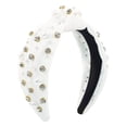 thumbnail image 2 of HuangHuanChen Headbands for Women Pearl Headbands Knotted Headband for Women Top Knot Turban Hair Accessories White, 2 of 4