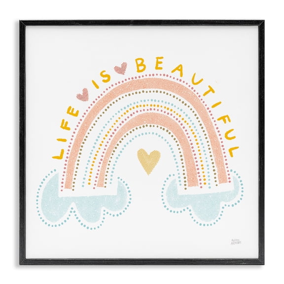 Stupell Industries Contemporary Life Is Beautiful Patterned Rainbow Black Framed Giclee Art, 12 x 12, by Melissa Averinos