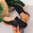 thumbnail image 4 of Purcolt Clogs for Women Comfortable Casual Hollow-out PU Leather Closed Round Toe Arch Support Slip On Flat Shoes Lightweight Memory Foam House Shoes with Buckle, 4 of 9