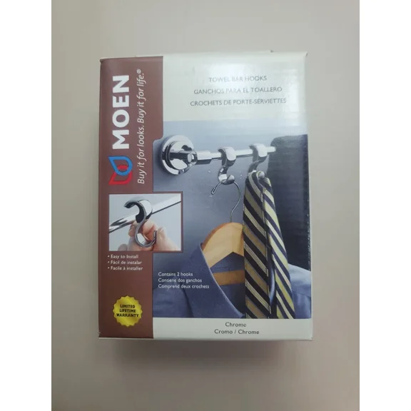 Moen Towel Bar Hooks (Contains 2 Hooks) Chrome New In Box With Free Shipping ??