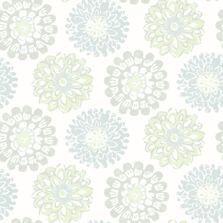 Chesapeake Sunkissed Light Green Green Floral Prepasted Non Woven Blend Wallpaper, 20.5-in by 33-ft, 56.4 sq. ft.