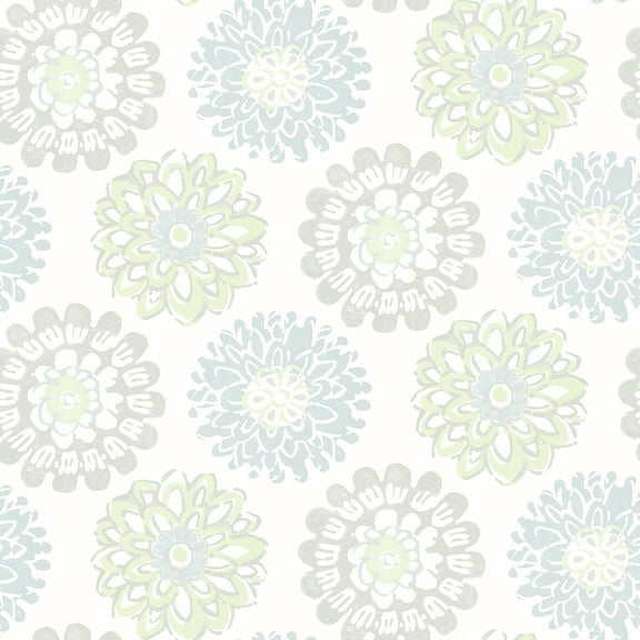 Chesapeake Sunkissed Light Green Green Floral Prepasted Non Woven Blend Wallpaper, 20.5-in by 33-ft, 56.4 sq. ft.