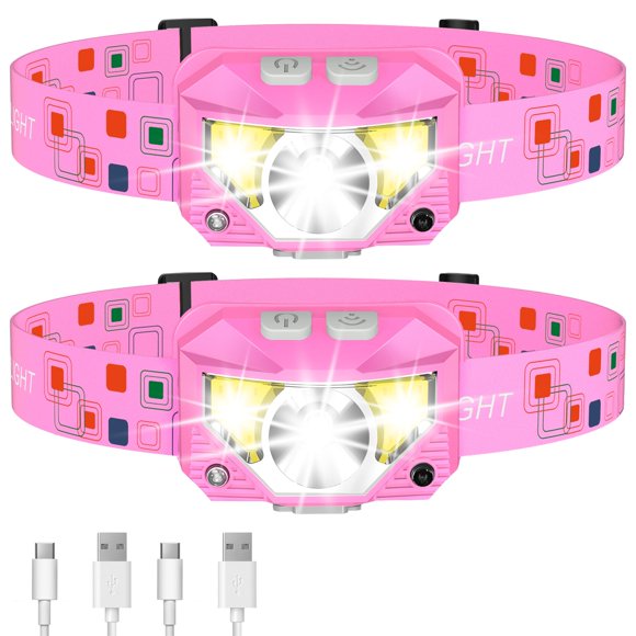 Linterna frontal LHKNL, 1200 lúmenes, recargable, impermeable, paquete de 2