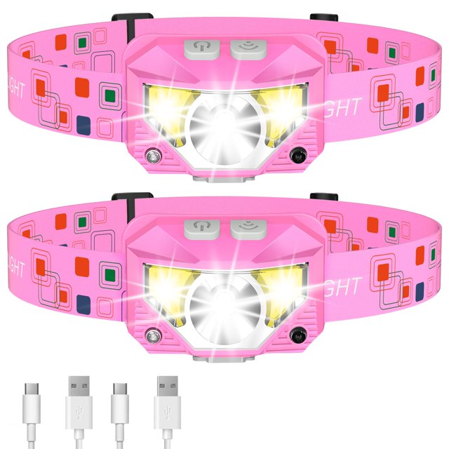 Linterna frontal LHKNL, 1200 lúmenes, recargable, impermeable, paquete de 2