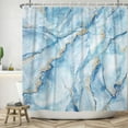 thumbnail image 2 of 72x84 Inches Blue Gold Marble Shower Curtain Abstract Golden Glitter Watercolor Crack Lines Texture Modern Ink Art Shower Curtains for Bathroom Decor Polyester Fabric Waterproof with Hooks, 2 of 6