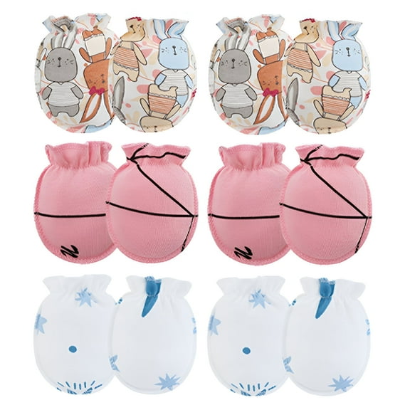TELOLY 6Pcs Baby Mittens,Cute Patterns Baby Mittens Newborn,Lightweight Design Baby Mittens 0-6 Months,Style1