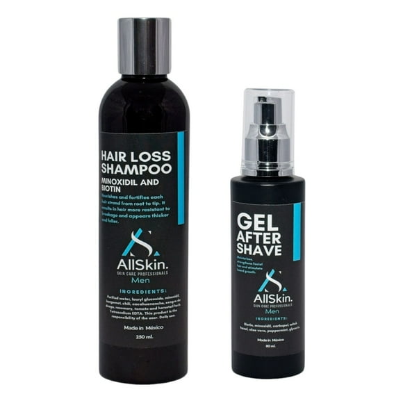 Kit con Shampoo y after shave para crecimiento de pelo barba y bigote ANSOAL 250 ml 80 ml