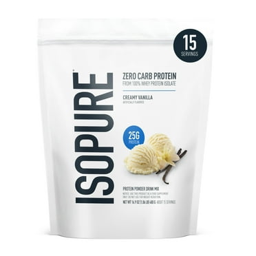 Isopure Zero Carb 100% Whey Protein Isolate Powder, Creamy Vanilla, 25g Protein, 15 Servings