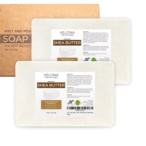 Velona Shea Butter Soap Base - 10 lb| Melt and Pour | SLS/SLES Free | Natural Bars for The Best Result for Soap-Making