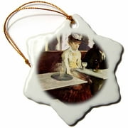 3dRose Absinthe by Edgar Degas, Snowflake Ornament, Porcelain, 3-inch