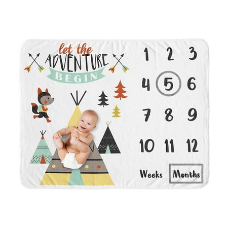 UPC: 0846480087281 | Outdoor Adventure Milestone Baby Blanket by Sweet Jojo Designs