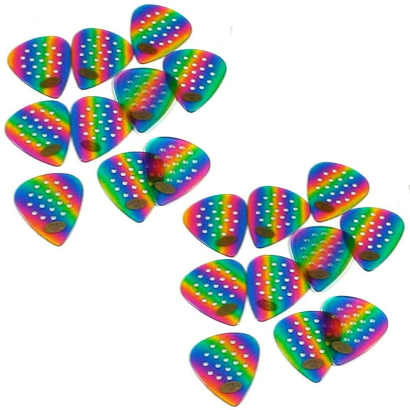 Pickboy Guitar Picks Pro Pos-a-grip 1.00mm Med Heavy 20 Pack Celluloid Rainbow