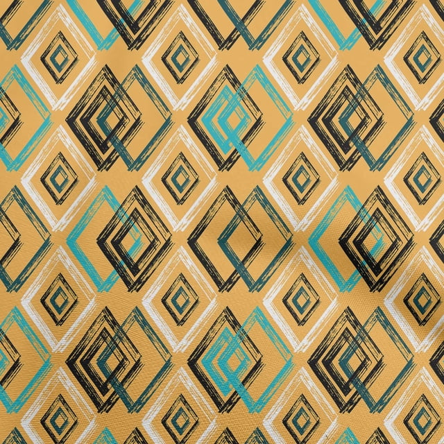 oneOone Velvet Mustard Yellow Fabric Geometric Sewing Craft Projects Fabric Prints By Yard 58 Inch Wide