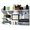 Wall Control Office Organizer Unit Wall Mounted Office Desk Storage and Organization Kit Metallic Wall Panels and White Accessories
