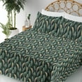 thumbnail image 3 of Ambesonne Jungle Fitted & Flat Sheet with Shams 4 Pcs Set, Exotic Forest Leafy Print, Queen, Dark Teal Forest Green, 3 of 5
