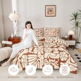 thumbnail image 3 of Homewish Bohemian Daisy Floral Full Size Comforter Sets,Abstract Artwork Bedding Comforter Set,Brown,Light Gray Reversible,3 Pieces,1 Comforter and 2 Pillowcases, 3 of 7