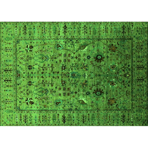Ahgly Company Indoor Rectangle Oriental Green Industrial Area Rugs, 4' x 6'