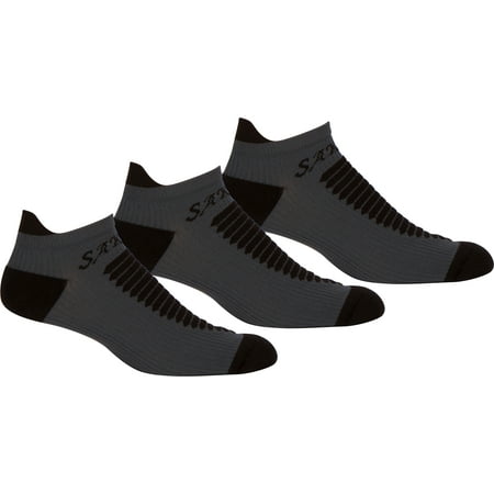 Sakkas Mens Best Pro Low Heavyweight Compression Ankle Performance Socks - 3 Pack - Black / Grey -
