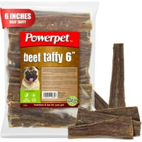 Powerpet Beef Taffy for Dogs - Natural Gullet Strips for Dogs, Low Fat & High Protein Beef Esophagus Dog Treats, Lasting Chews for Dog, Promotes Dental Health, for All Breeds & Sizes - 6" (20 Count)
