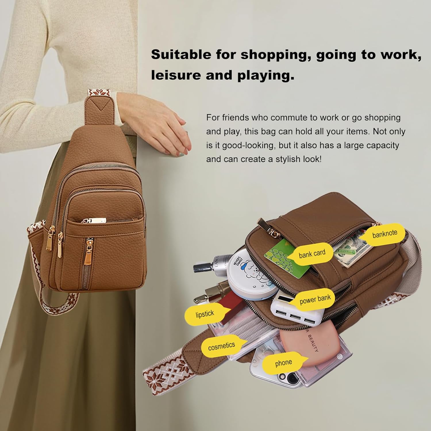 2025 Crossbody Bag,Travel Small Sling Bag Crossbody Bags for Women-Vegan Leather Fanny Pack Crossbody Bags for Women