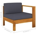 thumbnail image 6 of vidaXL Middle Sofa with 1 Armrest Dark Gray Solid Acacia Wood, 6 of 6