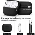 thumbnail image 3 of Funda de Silicona Suave para AirPods Pro 3 (2025) con Kit de Limpieza 3-en-1 y Llavero, Protección Integral a 360° con Tapa Antipolvo y Carga Inalámbrica (Negro), 3 of 7