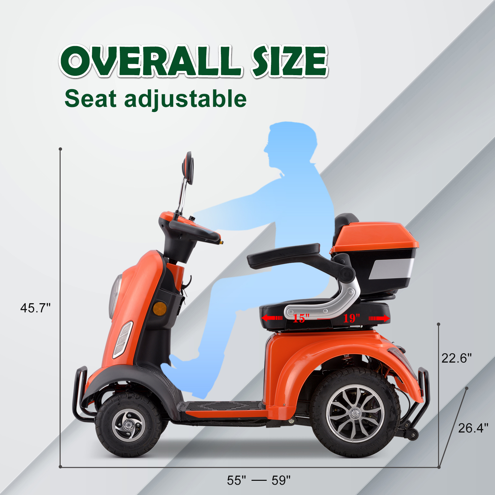 Sunderwell Large Electric 4-Wheel Mobility Scooter, (XW-E05) Heavy Duty Wheelchair Device 400 LBS Capacity for Seniors & Adults, Assembled in US, Ready to Ride
