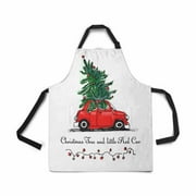 ASHLEIGH Adjustable Bib Apron for Women Men Girls Chef with Pockets Red Car Christmas Tree Novelty Kitchen Apron for Cooking Baking Gardening Pet Grooming Cleaning