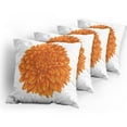 thumbnail image 5 of Ambesonne Orange Throw Pillow Cover 4 Pack, Dahlia Flower Floral, 20", Orange, 5 of 7