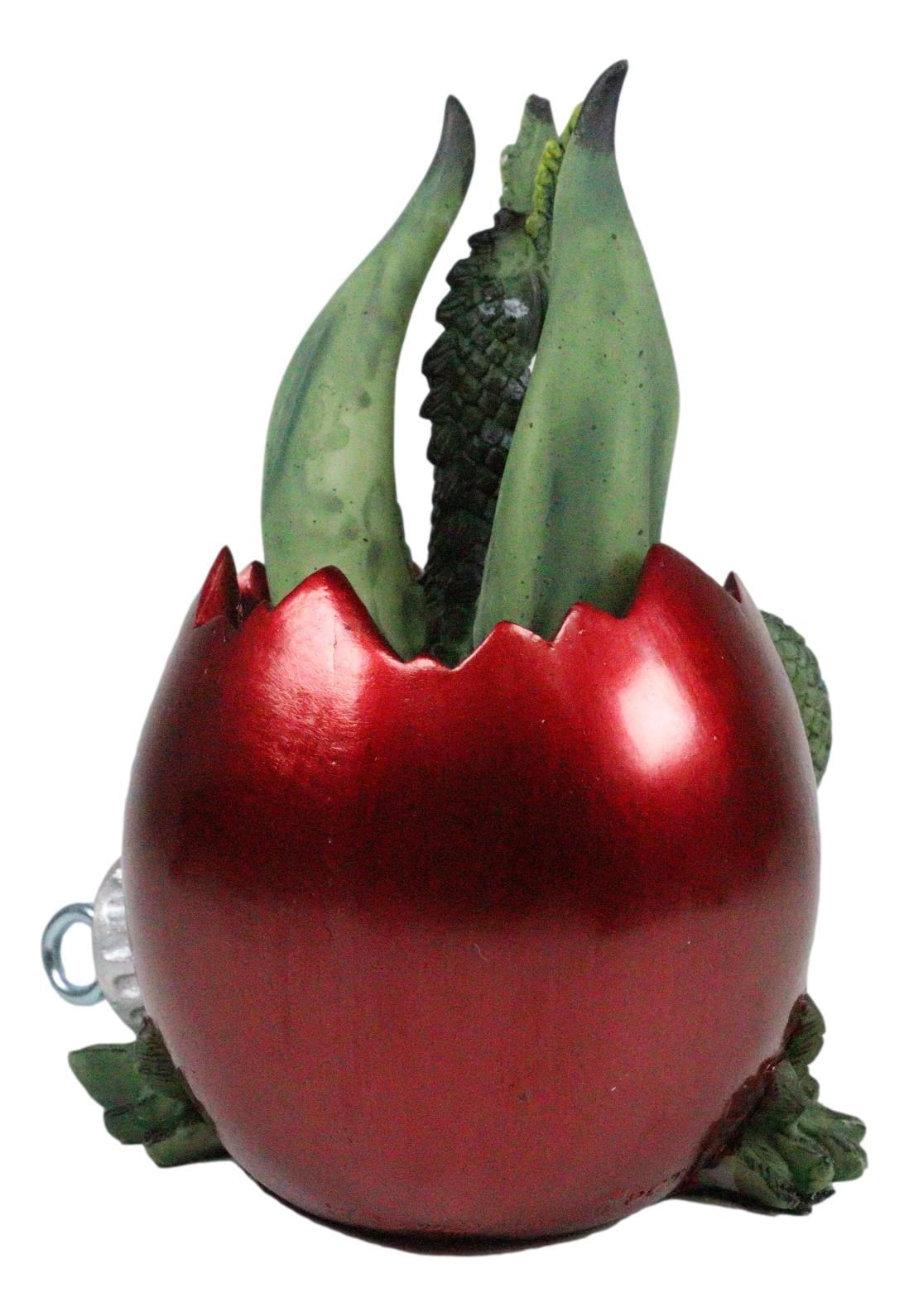 Ebros Amy Brown Holiday Green Mischief Dragon Hiding Red Egg Ornament Figurine