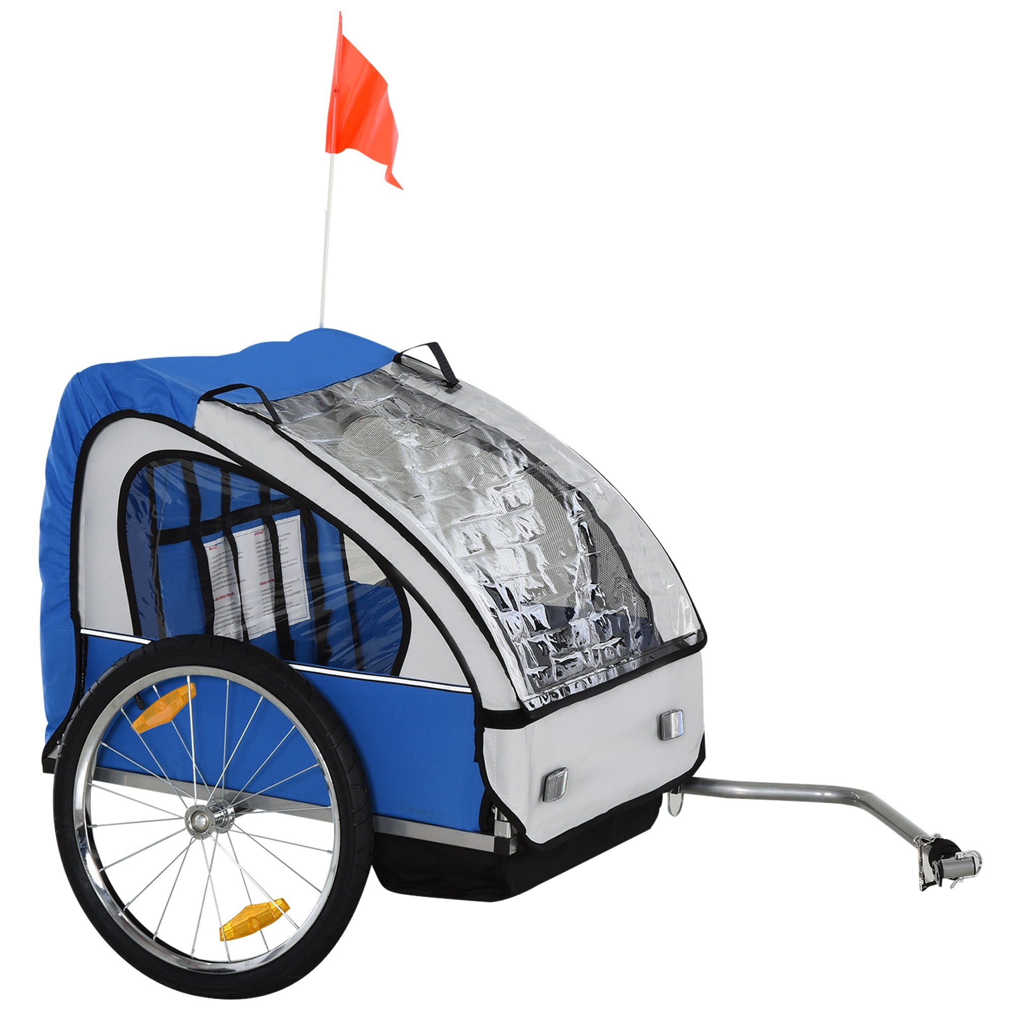 Aosom 2-Seat Kids Child Bicycle Trailer, Blue