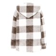 thumbnail image 7 of felwors Women's Sherpa Hooded Cardigan Fall Winter Fuzzy Fleece Jacket Warm Soft Plaid Flannels sweater coat Outwear Khaki, L, 7 of 7