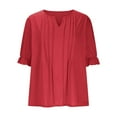 thumbnail image 4 of LADIGASU Women Sexy Short Sleeve Sequins Loose Polluer Solid V-Neck Blouse Shirt, 4 of 8