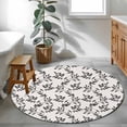 thumbnail image 3 of Round Rug 4Ft Washable Non-Slip, Black Leaves Circle Area Rugs for Living Room Bedroom, Vintage Leaf Botanical Minimalist Art Indoor Floor Mats Carpet Runner for Home Decor Aesthetic, 3 of 8