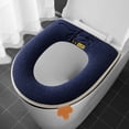 thumbnail image 3 of Biplut Embroidery Letter Zipper Closure Easy Installation Waterproof Back Toilet Seat Pad Winter Warm Flannel Toilet Seat Cover with Handle Bathroom Accessories (Grey), 3 of 13