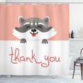 thumbnail image 1 of Ambesonne Thank You Shower Curtain, Cheerful Cartoon Raccoon, 69"Wx75"L, Peach Dark Peach, 1 of 3