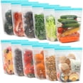 thumbnail image 1 of czcpp-12 Pack Sacs de Congélation Réutilisables Gallon Lave-Vaisselle Micro-Ondes Sûr, 1 Gallon Sacs de Stockage Alimentaire Étanches Sans BPA, Contenants Sans Silicone pour Préparation de Repas, Organisation de Cuisine Réfrigérateur, 1 of 4