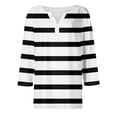thumbnail image 4 of JULMCOMO Going Out Tops for Women Button Decor V Neck Tops 3/4 Sleeve Summer T-Shirts Striped Print Casual Dressy Tops Tunic, 4 of 5