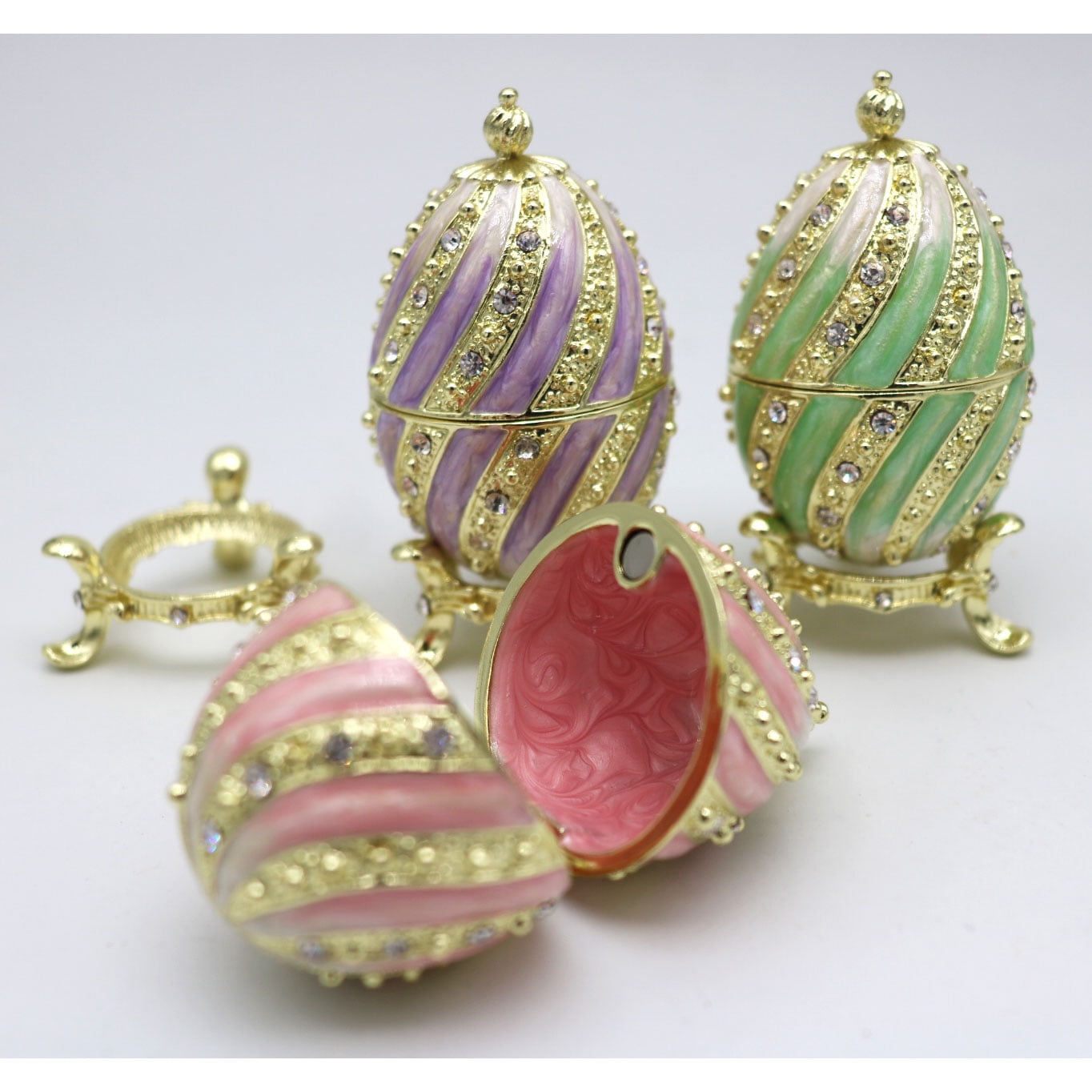 Easter Eggs Metal Craft Enamel Color 3Piece Decorative Home Accessories Jewelry Box Counter Display Trinket Box Creative Gift