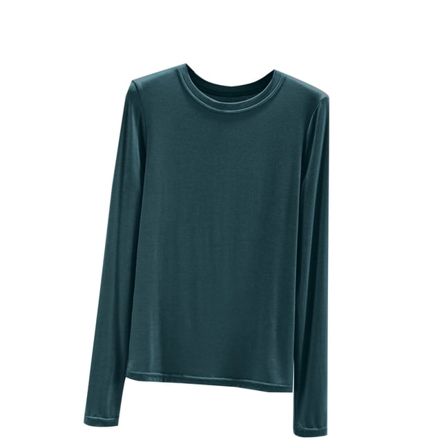 MeetoTime sous-Vêtements Confortables pour Femmes Automne/hiver Col Rond Manches Longues Ajusté Pull