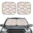 thumbnail image 2 of Xecao Cute Flamingo for Foldable Car Sun Shades (2-Pack) offer sun protection with an easy-fold design for convenient windshield shading., 2 of 7