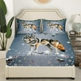 thumbnail image 3 of Wolf Bed Sheets Set Sliver Sequin Fluid Art Sheets,Crystal Diamond Sheet Set Twin,Woodland Animals Bedding Set Jungle Wildlife Room Decor, 3 of 7