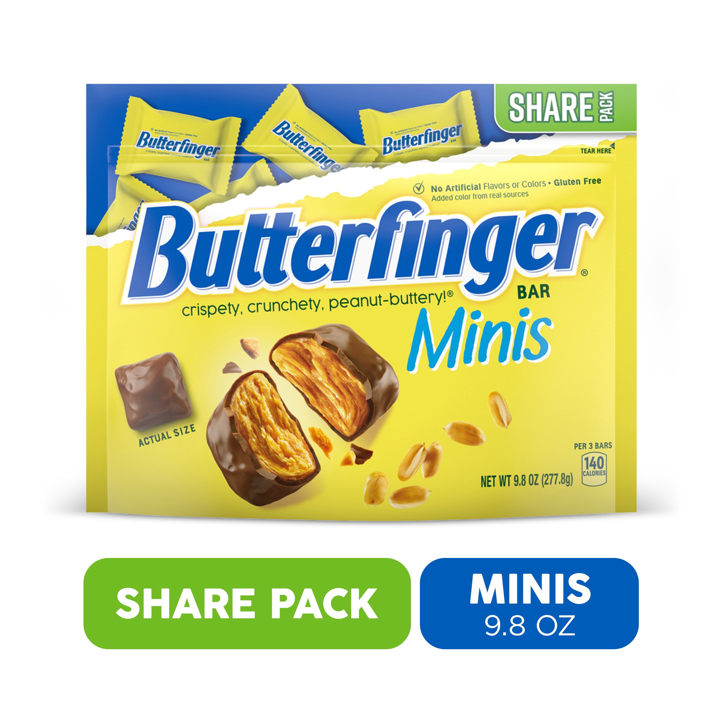 Butterfinger Chocolatey, Peanut-Buttery, Minis Candy Bars, Resealable Share Size Bag, 9.8 oz