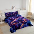 thumbnail image 2 of YST Dinosaur Bedding 3Pcs Colorful Neon Striped Comforter Set Tropical Botanical Floral Bedding Comforter Sets Jungle Magical Animal Down Comforter Queen, 2 of 5